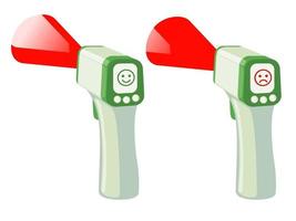 Set of Contactless Infrared Thermometer icons in flat style isolated on white background shows the temperature. Vector illustration.