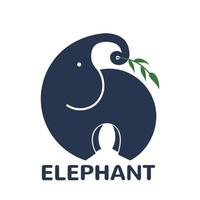 Elephant with sprig icon isolated on white background. Vector illustration. Design element for logo, tea package or etc.