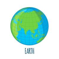 Planet Earth icon in flat style isolated on white background. Design element for web, mobile and infographics. Vector illustration.