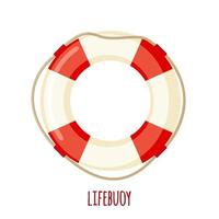Marine Lifebuoy icon in flat style isolated on white background. Vector illustration.