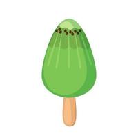 Kiwi ice cream icon in flat style isolated on white background. Cute summer popsicle. Vector illustration.