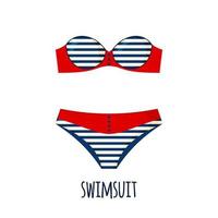 Swimsuit icon in flat style isolated on white background. Striped Swimming suit. Vector illustration.