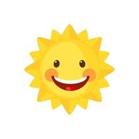 Funny Sun icon in flat style isolated on white background. Smiling cartoon sun. Vector illustration.