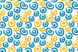 Abstract seamless pattern of brush strokes in the form of circles in a soft color palette of blue and orange. Vector repeating design. Vector illustration