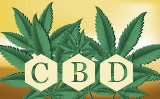 Cannabidiol cannabis molecule, CBD. Has an antipsychotic effect. Chemical formula. Medical awareness poster. Vector illustration