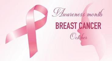 The pink ribbon, as a symbol of breast cancer awareness, is celebrated annually in October. Banner, poster. Vector illustration