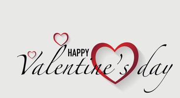 Feliz día de San Valentín. cartel de felicitación. corazón rojo con texto de felicitaciones. ilustración vectorial vector