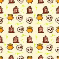 cute seamless pattern background halloween with ghost, pumpkin, witch hat vector