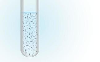 Test tube with spermatozoa. Scientific illustration with semen, spermogram and reproductive health concept. Blue gradient background. copy space. vector