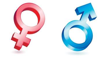 Male and female symbol, set of two blue and pink icons, gender symbols. Vector illustration