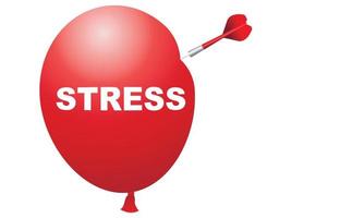 Stress. A red balloon with a dart and a needle ready to explode. The concept of stress and mental health. White background. copy space. Vector illustration