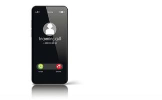 Incoming call screen on smartphone. Interface. Buttons Accept, Reject. Incoming call. Smartphone call screen template. copy space. Vector illustration