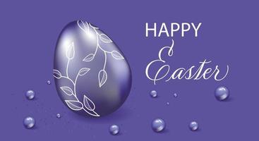 Happy Easter, greeting card. Easter background in purple, patterned Easter eggs in trendy purple color Very Peri. Vector illustration