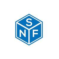 diseño de logotipo de letra snf sobre fondo negro. concepto de logotipo de letra de iniciales creativas snf. diseño de letras snf. vector