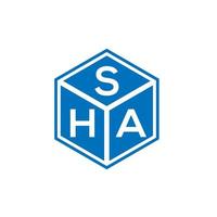 SHA letter logo design on black background. SHA creative initials letter logo concept. SHA letter design. vector