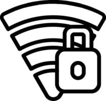 icono de seguridad cibernética wifi o red que está bloqueada o contraseña simbolizada por señal wifi y bloqueo. vector