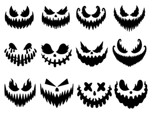 Scary Face Vector, Sticker Clipart Horror Cartoon Skull With Big Fang Mouth  And Teeth, Sticker, Clipart PNG and Vector with Transparent Background for  Free Download