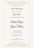 diseño de marco de filigrana minimalista de estilo clásico de invitación de boda vector