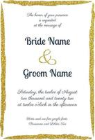 Wedding invitation template classic style golden glitter frame