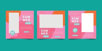 Summer sale social media post template. vector