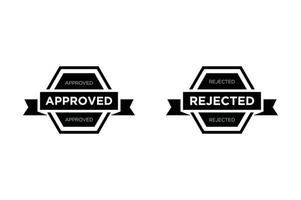 Rubber stamp approved and rejected badges, Seal stamp approved badges. vector