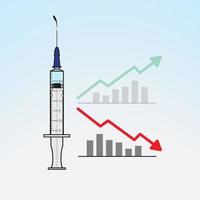 Illustration of a syringe and Stock Trading on a light blue gradation background vector