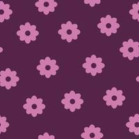 Seamless floral pattern with daisies on purple background vector