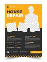 Construction Business Flyer Template with yellow color, Corporate construction tools flyer design,  home improvement flyer template, home repair flyer. vector