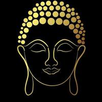 Golden buddha line painting vector design over black background