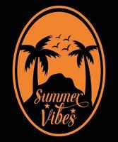 diseño de camiseta de puesta de sol de vibraciones de verano vector