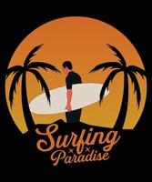 Surfing Paradise Vector T-Shirt Design Template