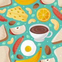 desayuno comida menú dibujado a mano doodle sin fisuras de fondo vector