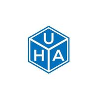 UHA letter logo design on black background. UHA creative initials letter logo concept. UHA letter design. vector