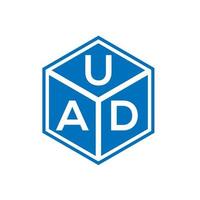 diseño del logotipo de la letra uad sobre fondo negro. concepto creativo del logotipo de la letra de las iniciales de uad. diseño de letras uad. vector