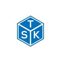 diseño del logotipo de la letra tsk sobre fondo negro. concepto de logotipo de letra de iniciales creativas tsk. diseño de letras tsk. vector