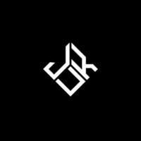 diseño de logotipo de letra juk sobre fondo negro. concepto creativo del logotipo de la letra de las iniciales de juk. diseño de letras juk. vector