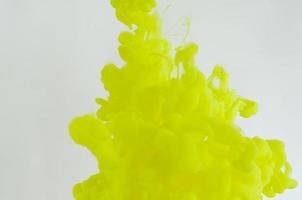 Blurred and focus green poster color dissolving in water for abstract and backgorund concept. photo
