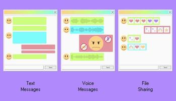 Game old PC aesthetic design for messenger app with retro UI. Bubble speech with text, voice and media sharing. Flat vector illustration with no voice chat