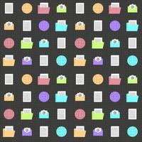 Old PC seamless pattern with text and email icons. Software game geek elements. Technology background. Repeat tile for aged projects. Vaporwave wallpaper from 90s vector