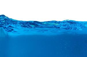 Surface of blue water splashing isolated on white background. photo