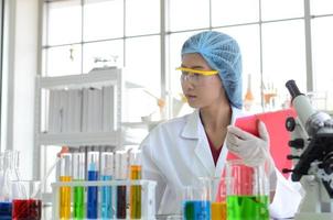 Woman scientist doing experiment. photo