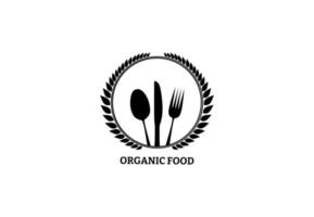 plantilla de logotipo de alimentos organik aislada sobre fondo blanco vector