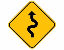 Yellow rhombus winding road sign vector