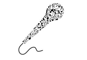 forma de micrófono de notas musicales.logotipo de karaoke.logotipo de cantante vector
