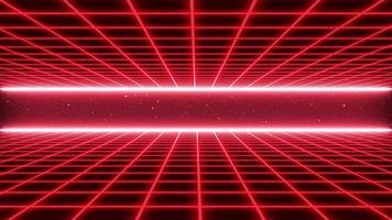 paisaje de cuadrícula futurista de fondo de ciencia ficción retro de los años 80. superficie cibernética digital. adecuado para el diseño en el estilo de la década de 1980. ilustración 3d video