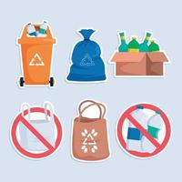 Recycling at Home Sticker Set vector