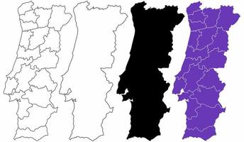 conjunto de mapas de política de purtugal aislado sobre fondo blanco vector