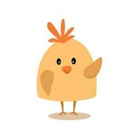 Cute hand drawn yellow cartoon chick flapping its wings flat style, vector illustration isolated on white background. Front view, childish print, design for cards or posters