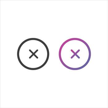 icono de signo cruzado en color sólido y degradado vector