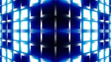 Flashing Symmetrical Grid Pattern Red and Blue Lights outside of cube